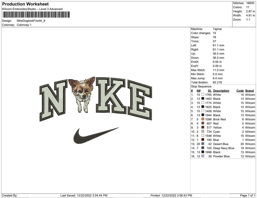 Nike Dog looking front