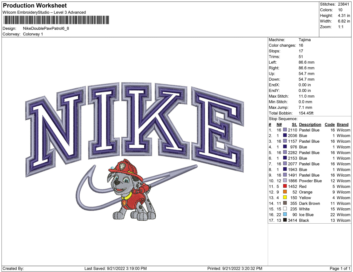 Nike Double outline Paw patrol