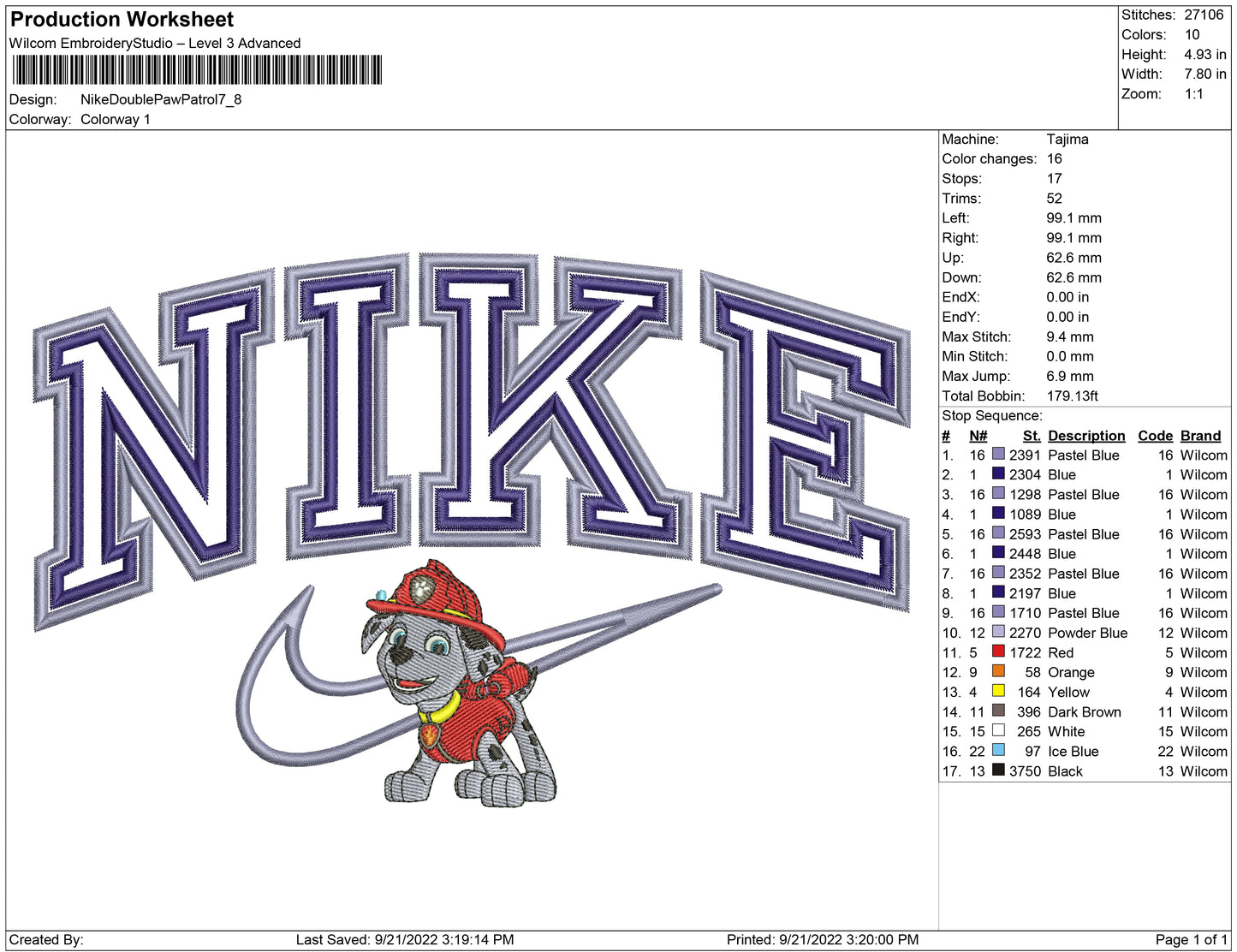 Nike Double outline Paw patrol