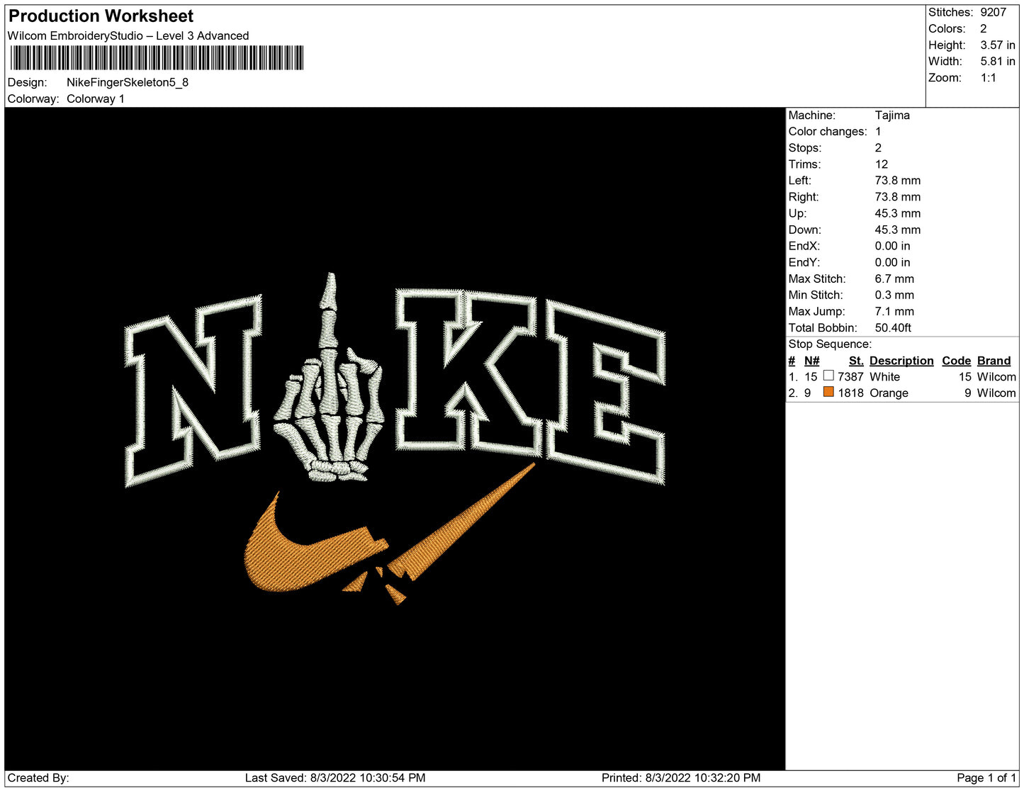 Nike Finger Skeleton