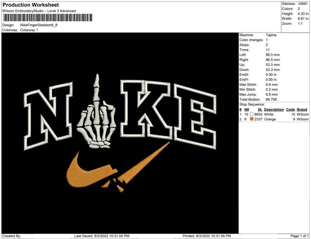 Nike Finger Skeleton