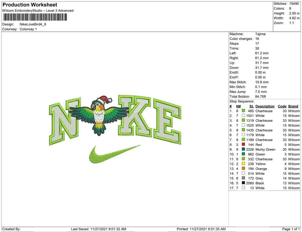 Nike Love Bird parrot christmas