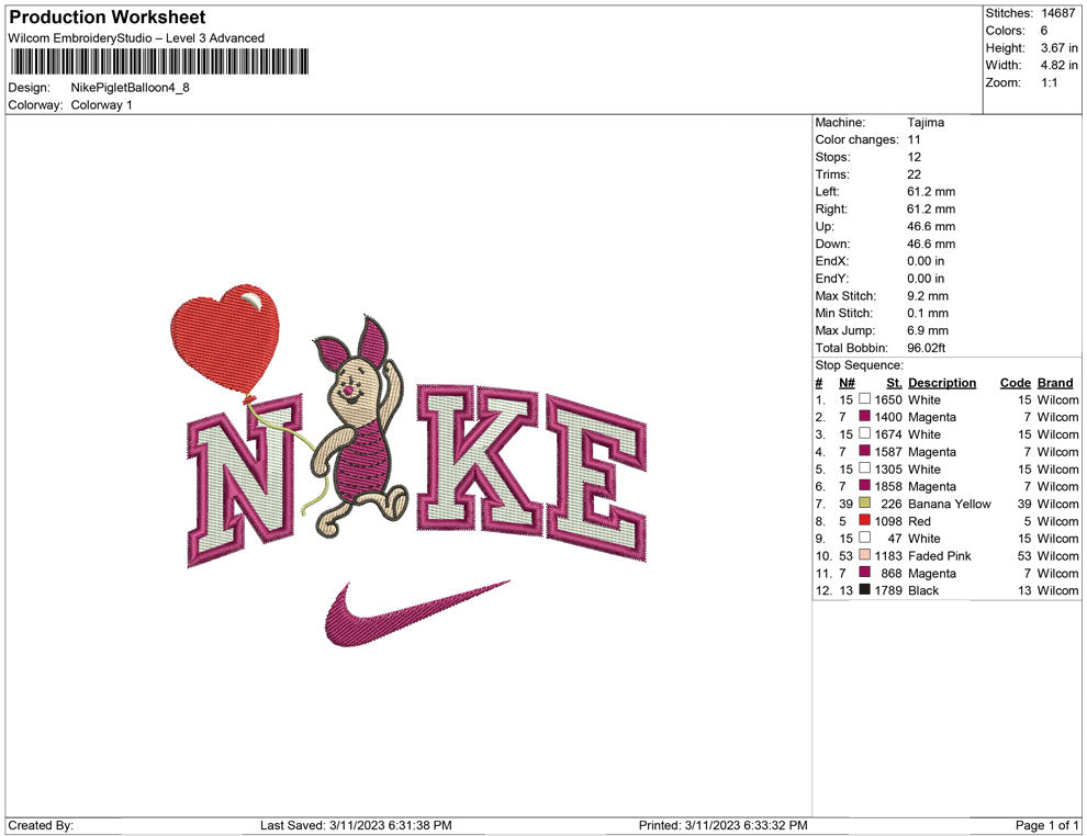 Nike piglet balloon