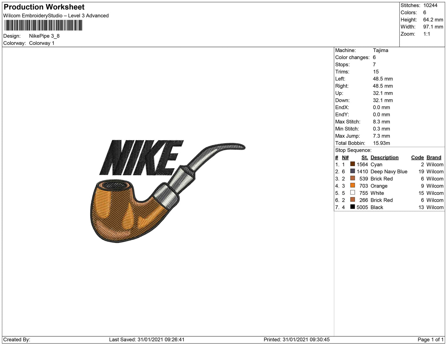 Swoosh Nike pipe