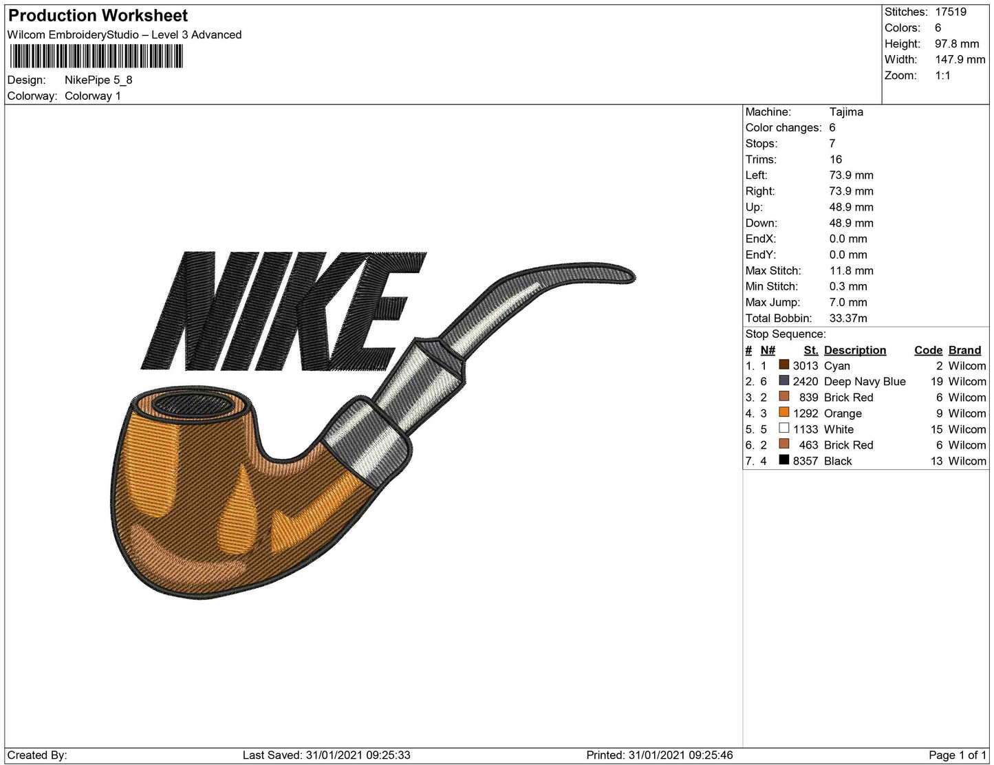 Swoosh Nike pipe