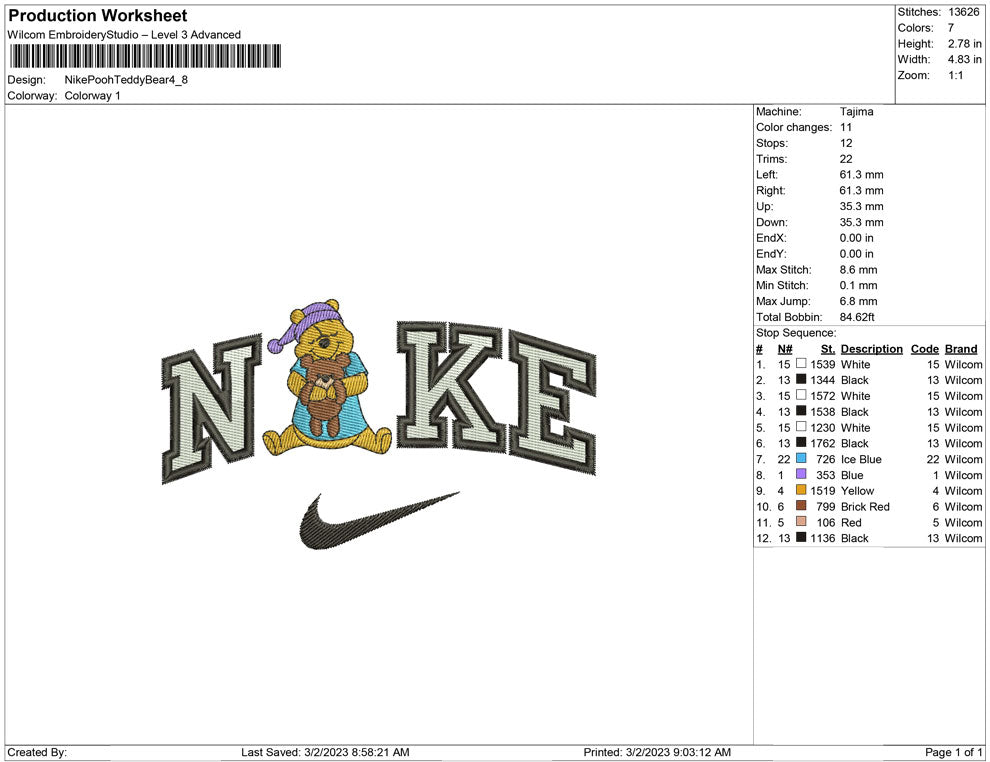 Nike pooh teddy bear