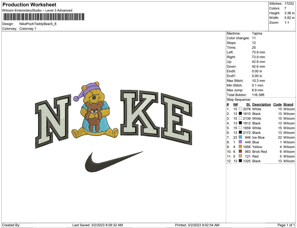 Nike pooh teddy bear