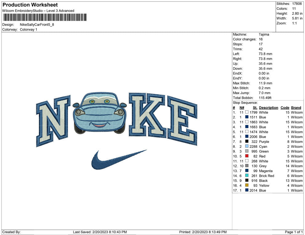 Nike Sally Car front