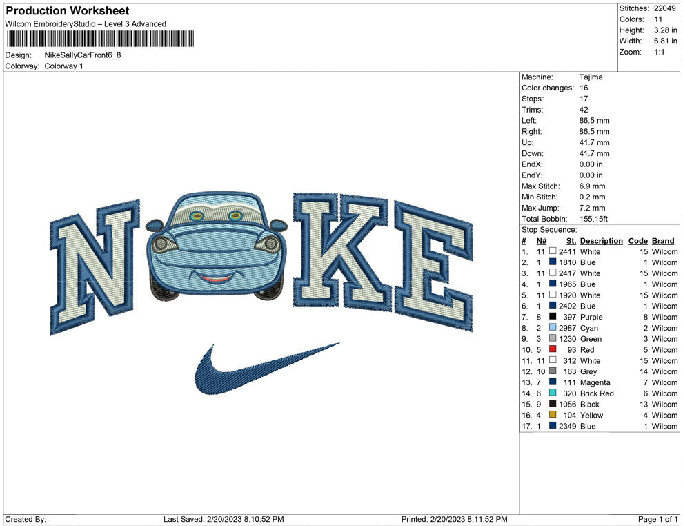 Nike Sally Car front