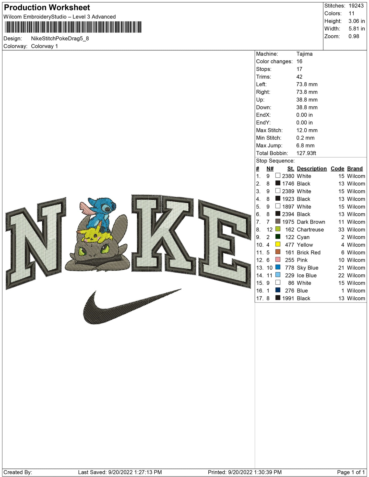 Nike Stitch Pokemon Dragon