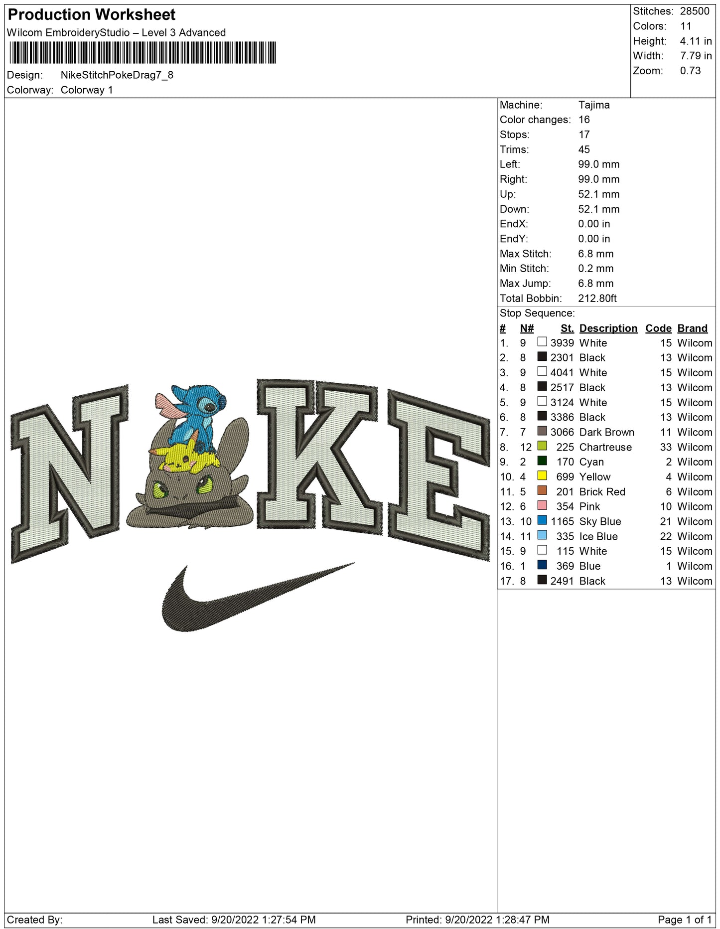 Nike Stitch Pokemon Dragon