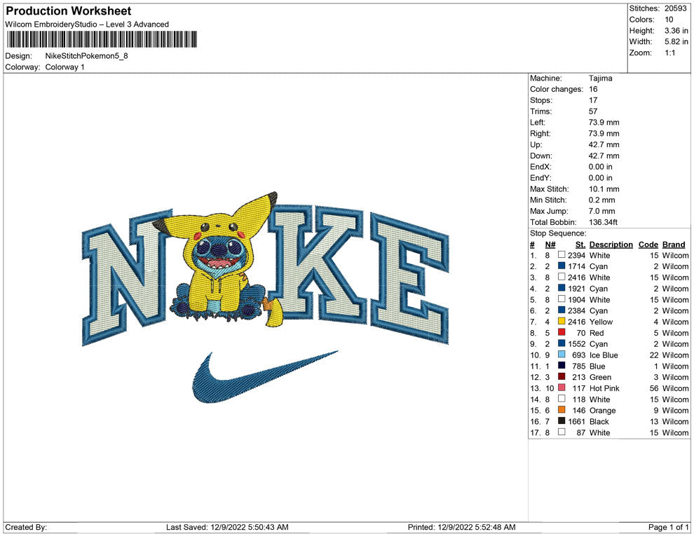 Nike Stitch pokemon Changed Face
