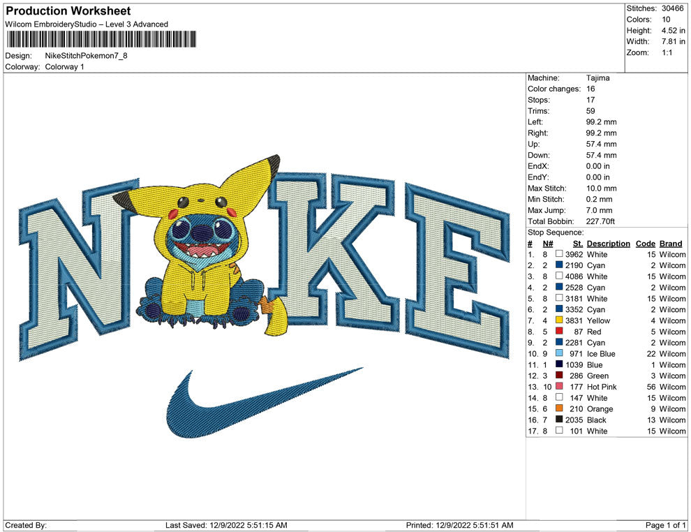 Nike Stitch pokemon Changed Face