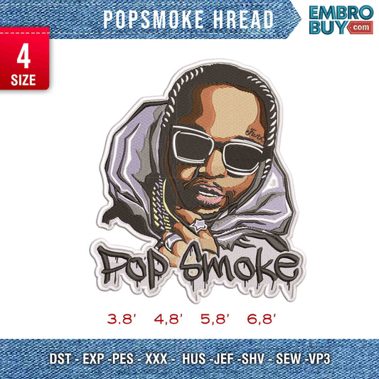 Pop Smoke Head Embroidery