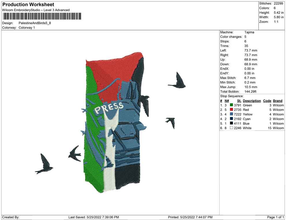 Palestine Flag and birds