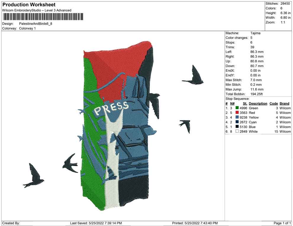 Palestine Flag and birds