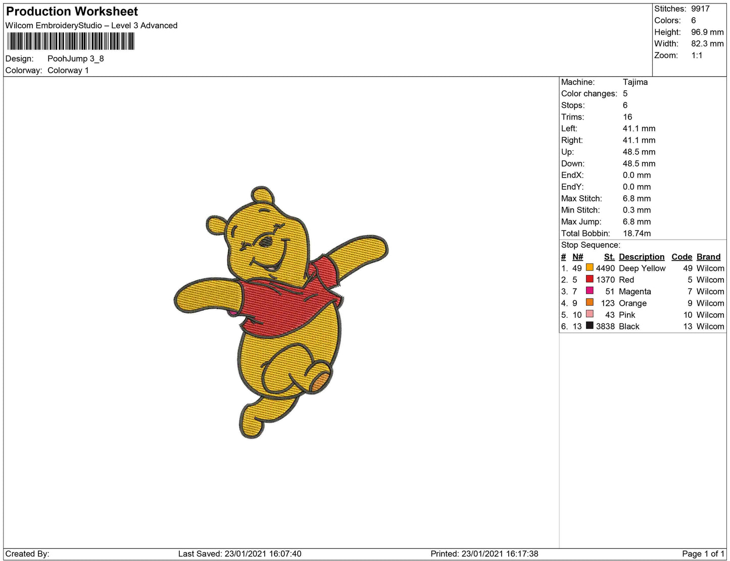 mini the pooh jump embroidery design
