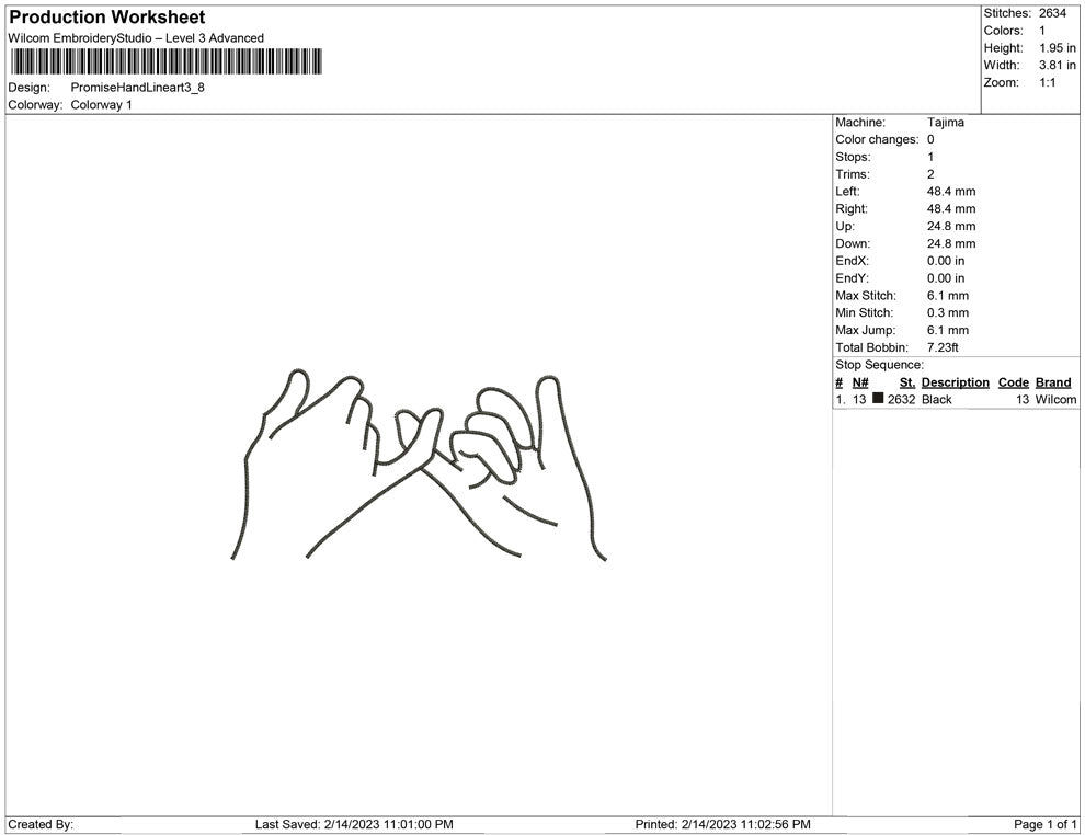Promise hand Line Art
