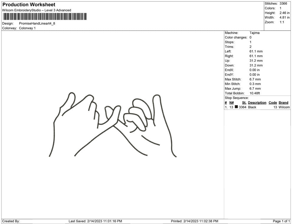 Promise hand Line Art