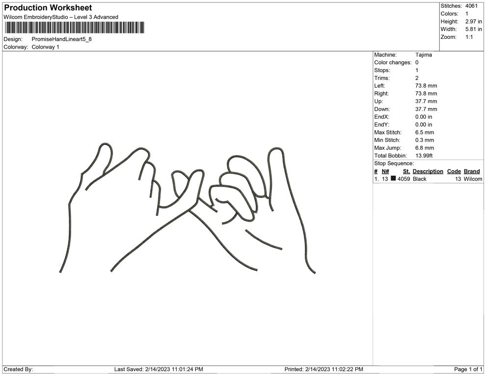 Promise hand Line Art