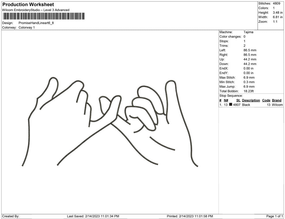 Promise hand Line Art