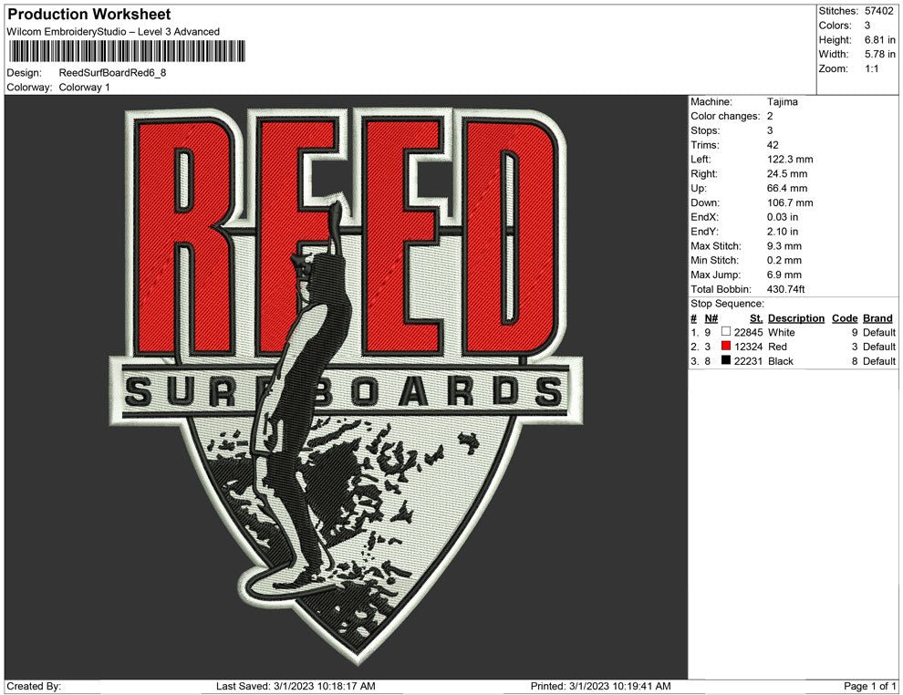 Reed Surf Board red