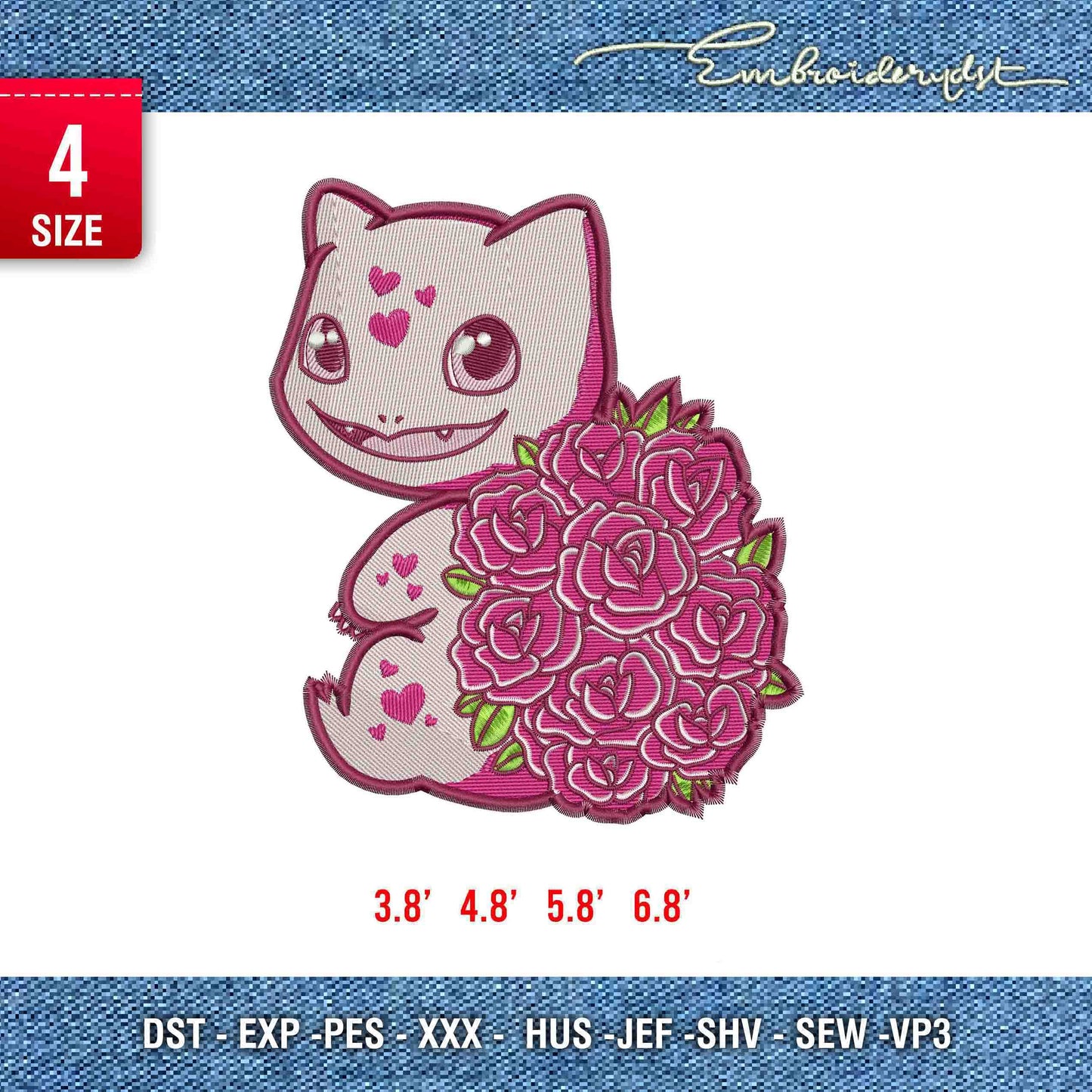 Rose Bulb4saur embroidery