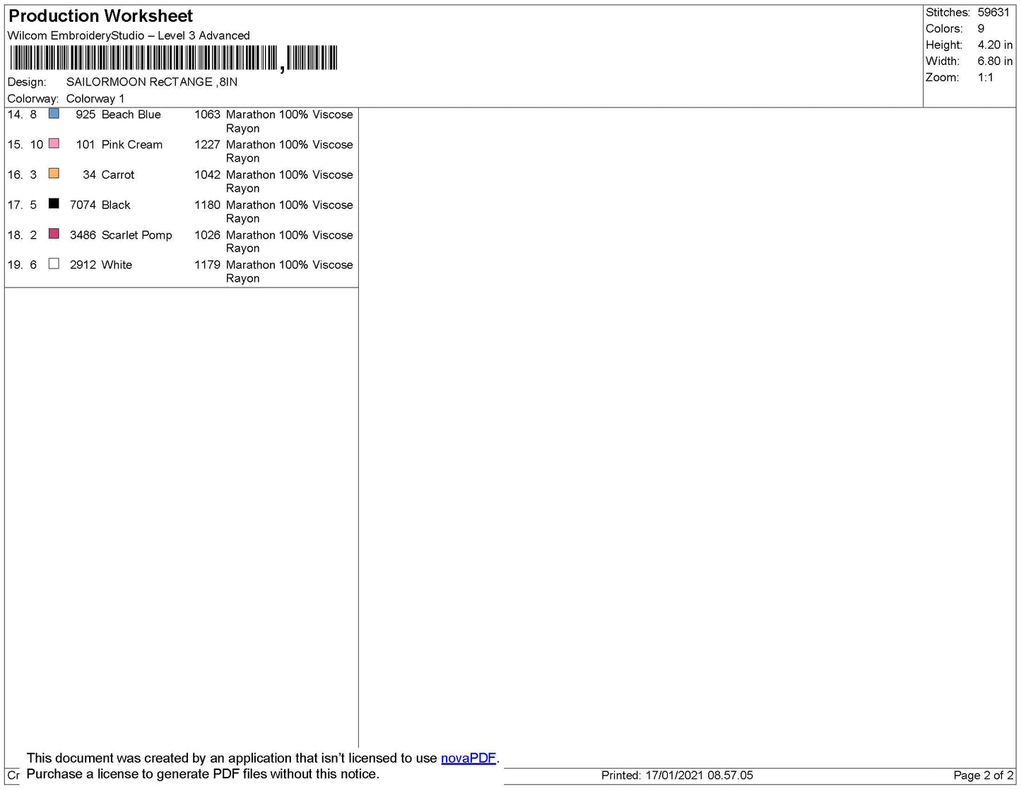 Sailormoon Rectangle Embroidery File 5 size