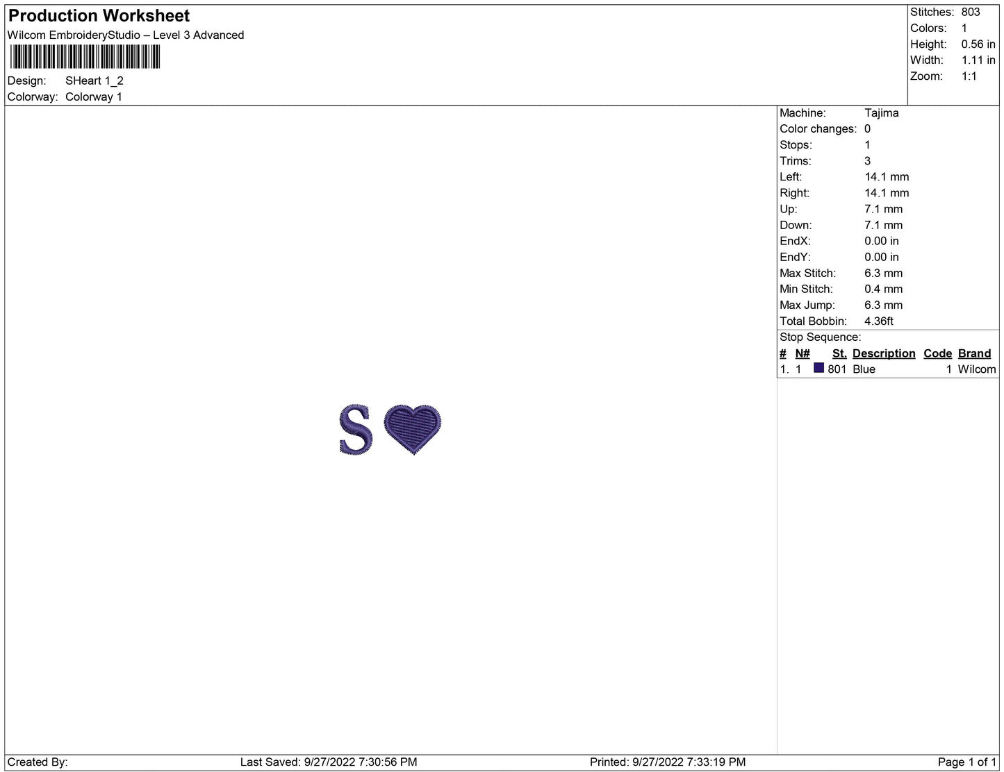 S heart for wrist