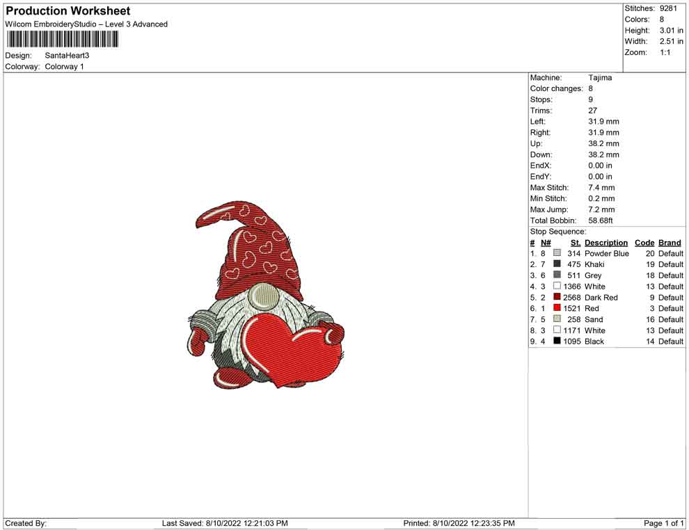 Santa Heart Gnome