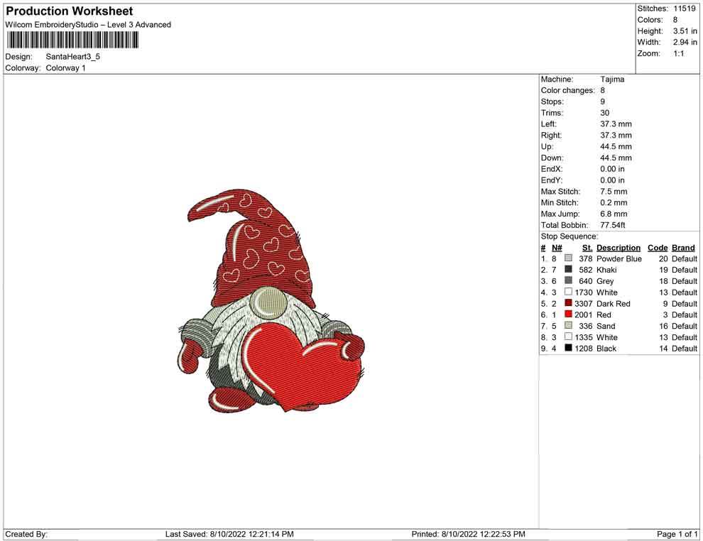 Santa Heart Gnome