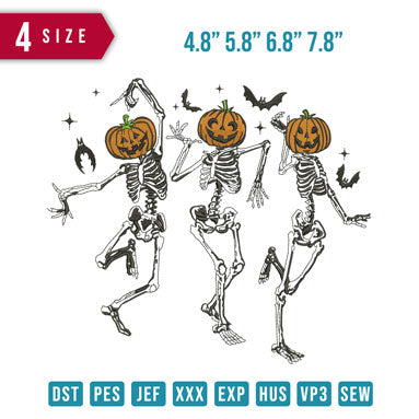 Skeleton Pumpkins Dance