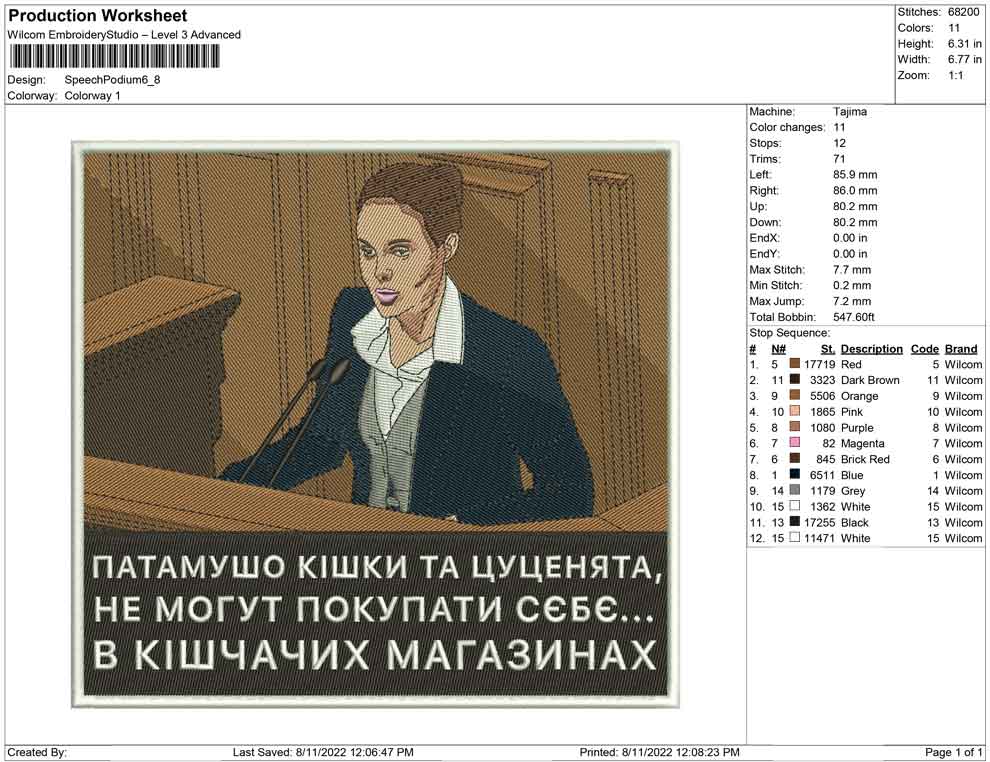 Speech on the podium