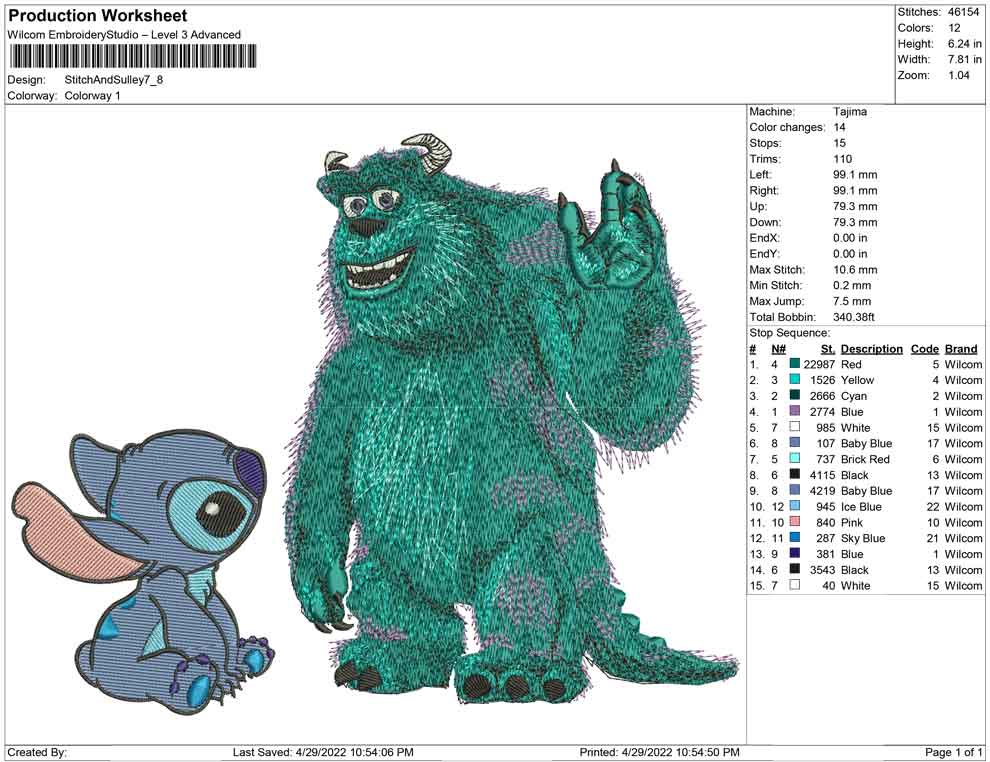 Stitch and Sulley