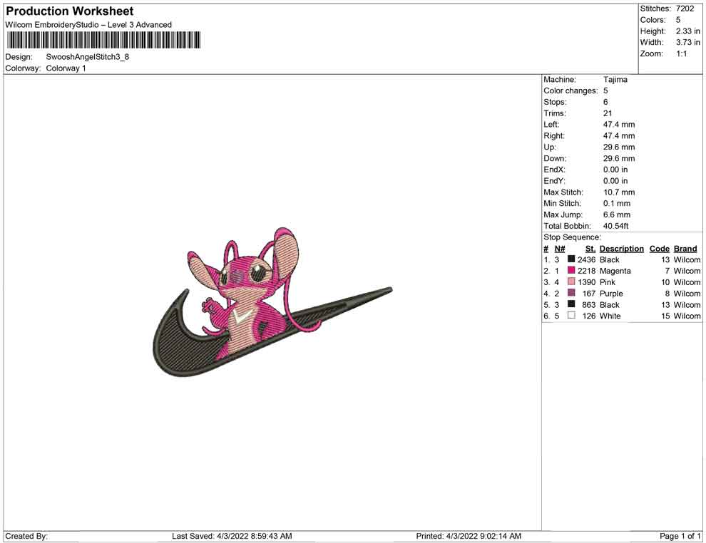 Swoosh Angel stitch