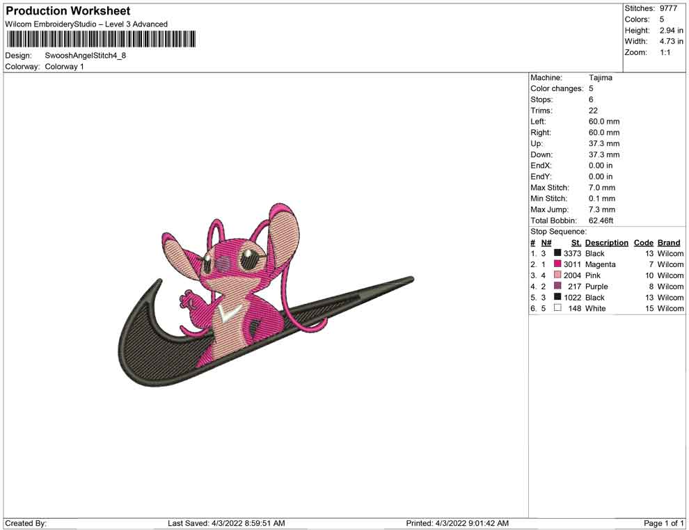 Swoosh Angel stitch