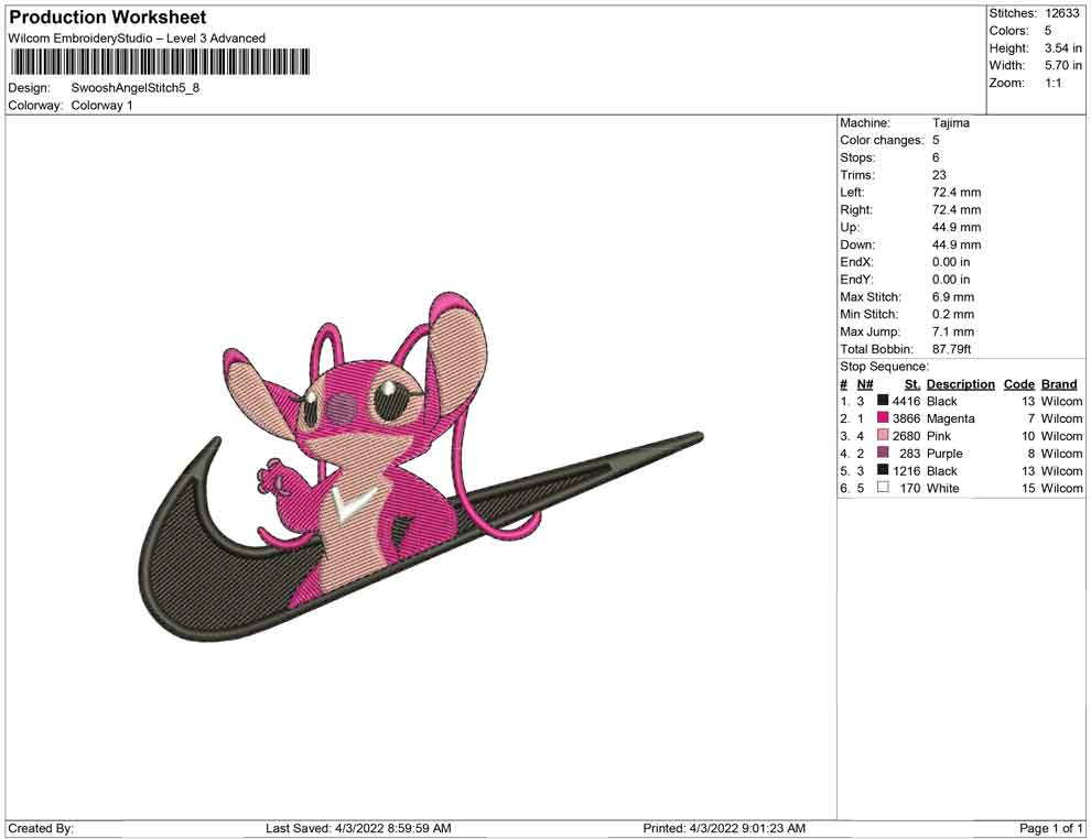 Swoosh Angel stitch