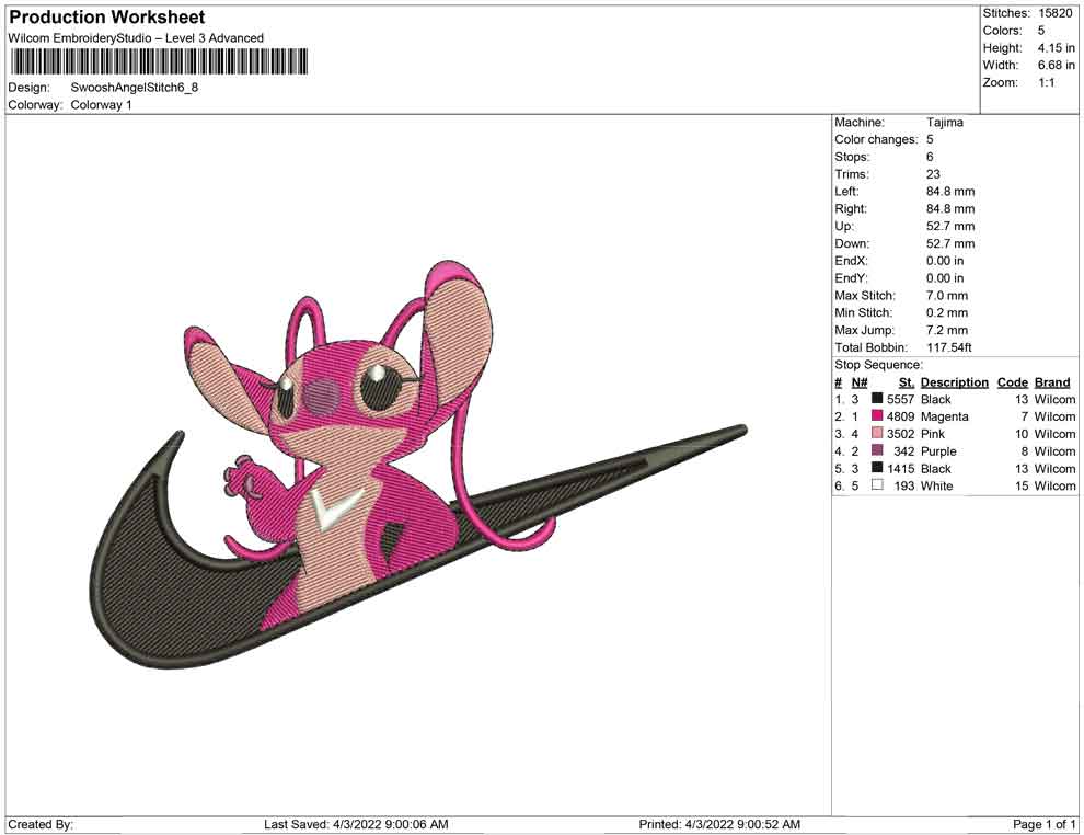 Swoosh Angel stitch