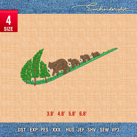 Swoosh bear and tree