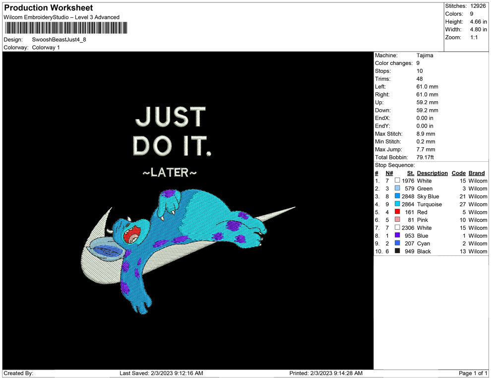 Swoosh Sulley sleep