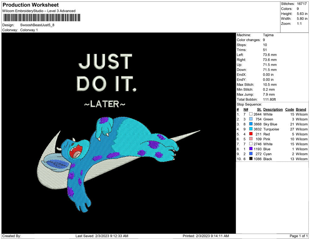 Swoosh Sulley sleep