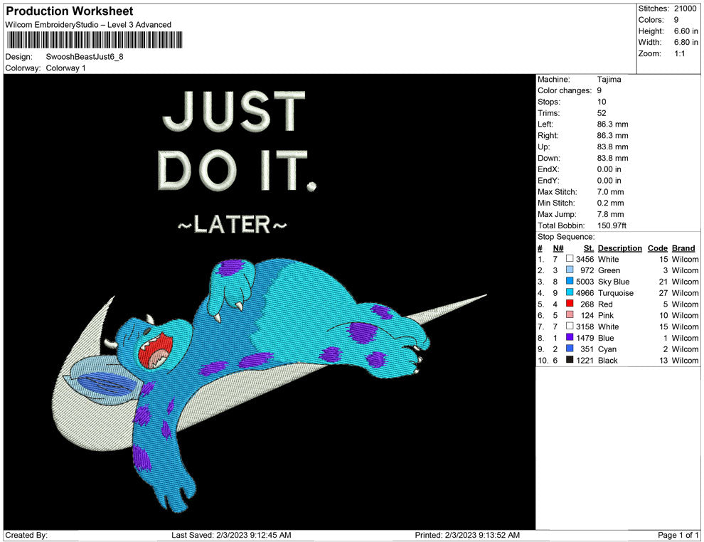 Swoosh Sulley sleep