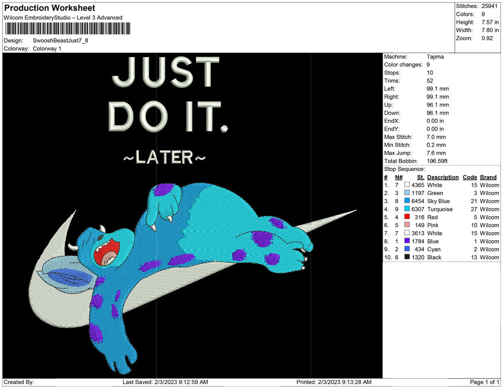 Swoosh Sulley sleep