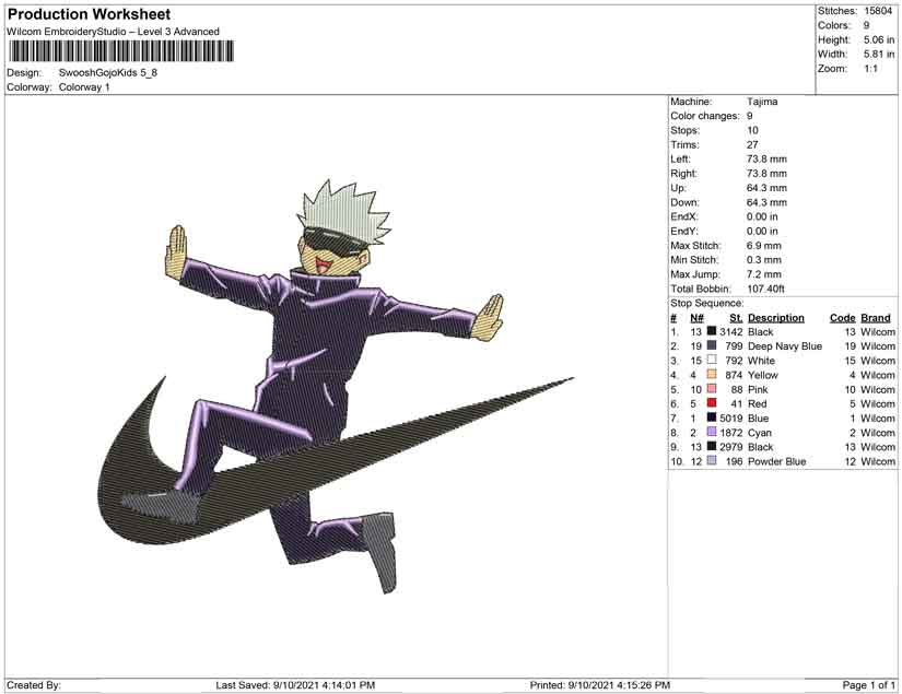 Swoosh Gojo Satoru Kids