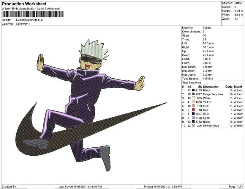 Swoosh Gojo Satoru Kids