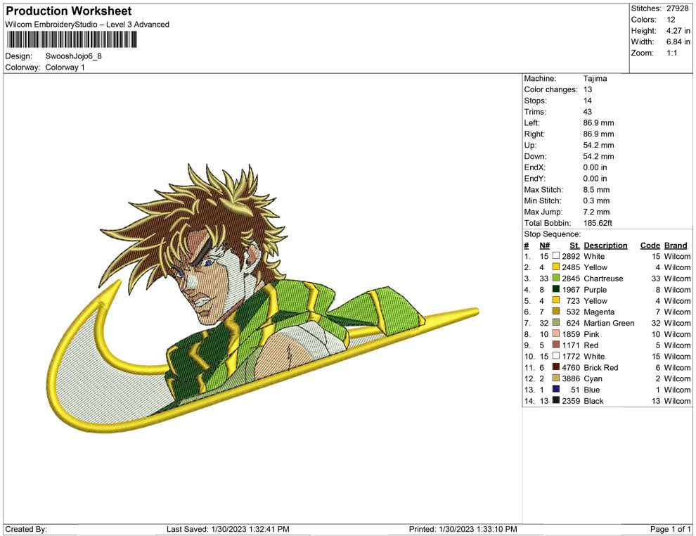 Swoosh Jojo's bizarre