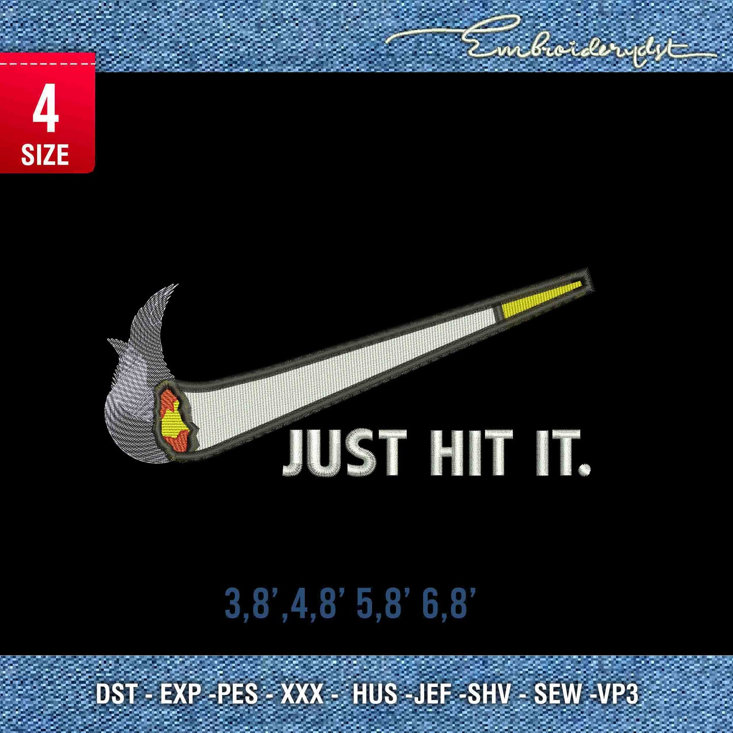 swoosh smoke embroidery