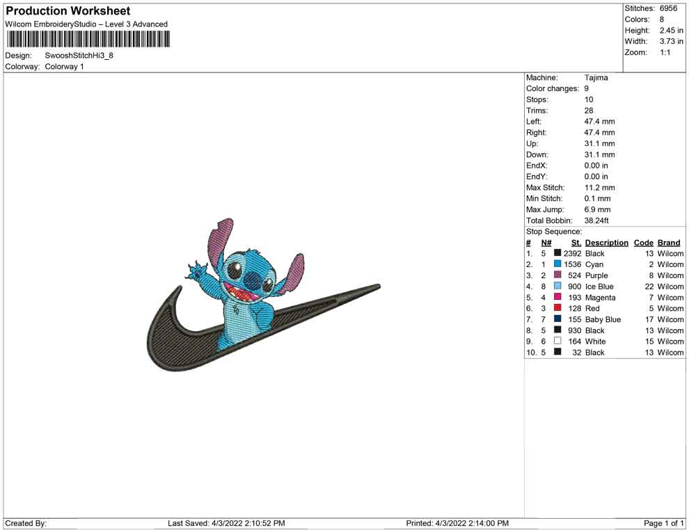 Swoosh-Stich Hallo