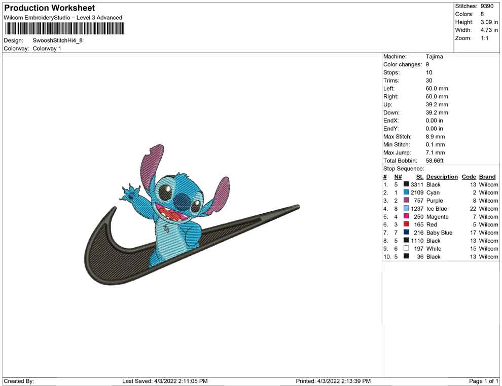 Swoosh-Stich Hallo