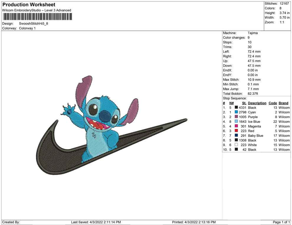 Swoosh-Stich Hallo